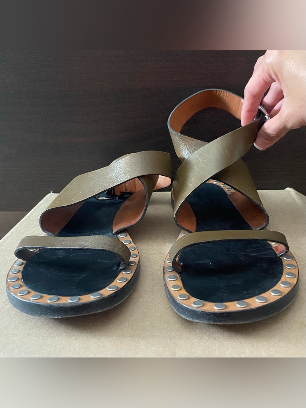 Janis stud-embellished flat sandals - Picture 2 of 9